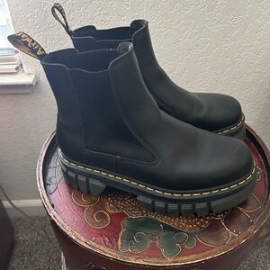 Dr. Martens Black Ankle Boots with Yellow Stitching